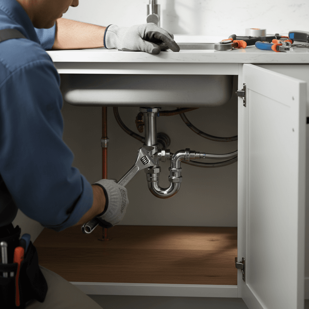 Licensed plumber smiling in a Murfreesboro home